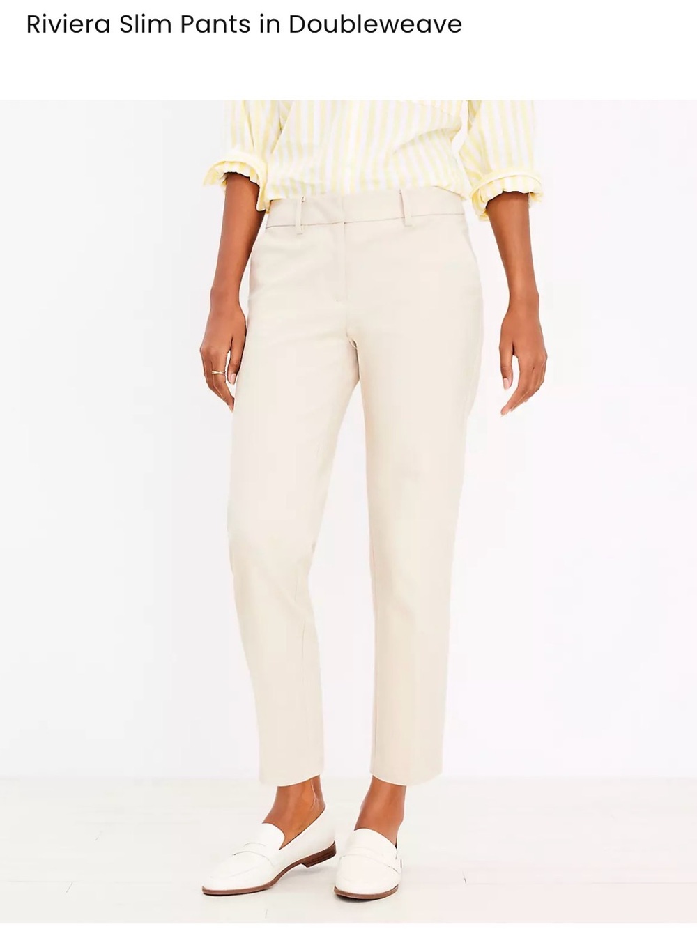 Riviera Slim Pants — Cream Slim Ankle Trousers